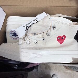 Comme des Garcons PLAY Kids Sneakers - Cream and Red